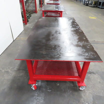 NEW 96"x 48"x 34"H - 1/2" Top Steel Top Rolling Work Bench Welding Table W/Shelf
