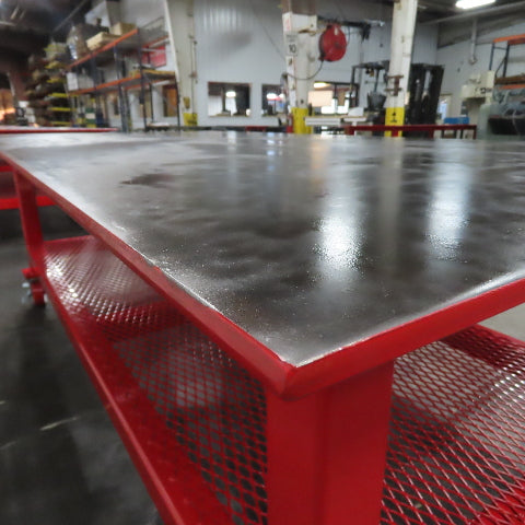 NEW 96"x 48"x 34"H - 1/2" Top Steel Top Rolling Work Bench Welding Table W/Shelf