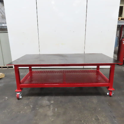 NEW 96"x 48"x 34"H - 1/2" Top Steel Top Rolling Work Bench Welding Table W/Shelf