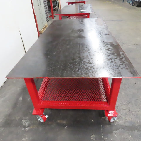 NEW 96"x 48"x 34"H - 1/2" Top Steel Top Rolling Work Bench Welding Table W/Shelf