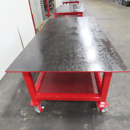 NEW 96"x 48"x 34"H - 1/2" Top Steel Top Rolling Work Bench Welding Table W/Shelf