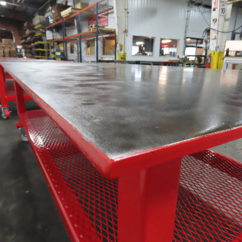 NEW 96"x 48"x 34"H - 1/2" Top Steel Top Rolling Work Bench Welding Table W/Shelf