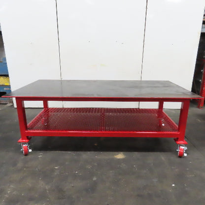NEW 96"x 48"x 34"H - 1/2" Top Steel Top Rolling Work Bench Welding Table W/Shelf