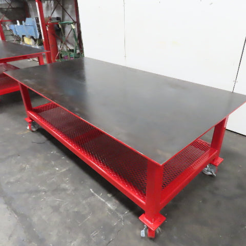 NEW 96"x 48"x 34"H - 1/2" Top Steel Top Rolling Work Bench Welding Table W/Shelf