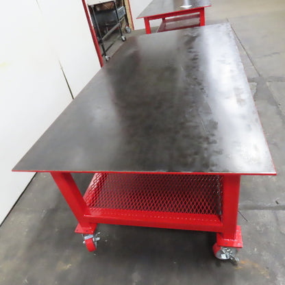 NEW 96"x 48"x 34"H - 1/2" Top Steel Top Rolling Work Bench Welding Table W/Shelf