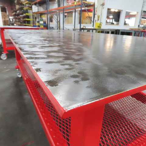 NEW 96"x 48"x 34"H - 1/2" Top Steel Top Rolling Work Bench Welding Table W/Shelf