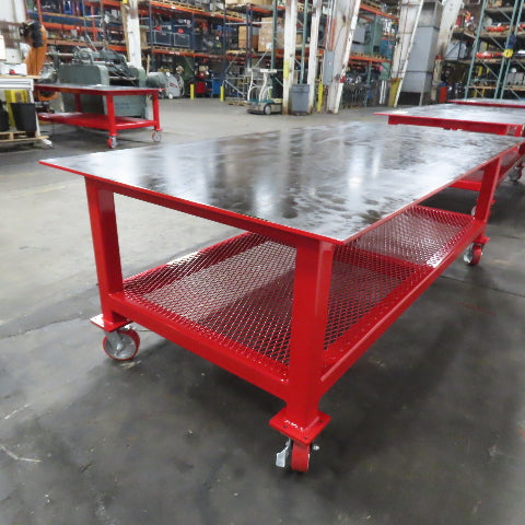 NEW 96"x 48"x 34"H - 1/2" Top Steel Top Rolling Work Bench Welding Table W/Shelf