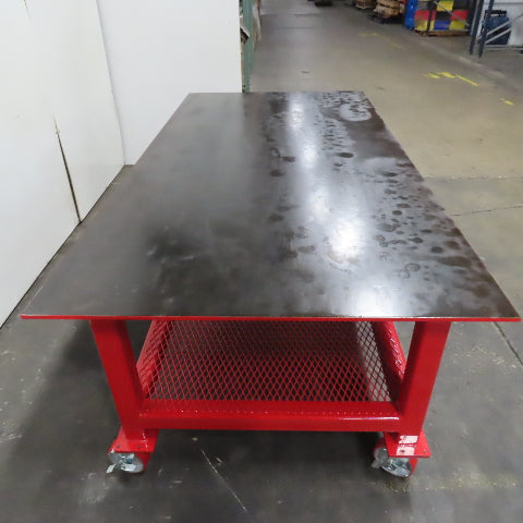 NEW 96"x 48"x 34"H - 1/2" Top Steel Top Rolling Work Bench Welding Table W/Shelf