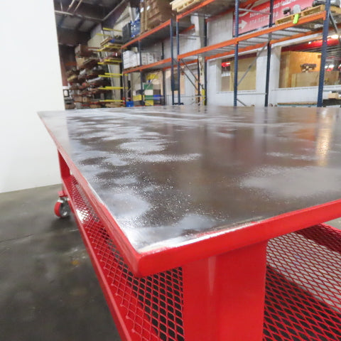 NEW 96"x 48"x 34"H - 1/2" Top Steel Top Rolling Work Bench Welding Table W/Shelf