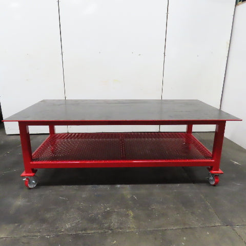NEW 96"x 48"x 34"H - 1/2" Top Steel Top Rolling Work Bench Welding Table W/Shelf