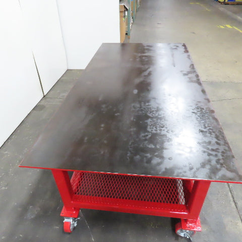 NEW 96"x 48"x 34"H - 1/2" Top Steel Top Rolling Work Bench Welding Table W/Shelf