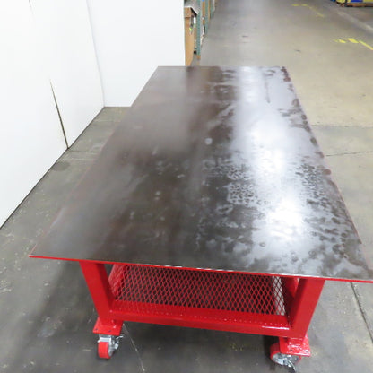 NEW 96"x 48"x 34"H - 1/2" Top Steel Top Rolling Work Bench Welding Table W/Shelf