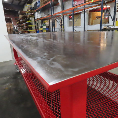 NEW 96"x 48"x 34"H - 1/2" Top Steel Top Rolling Work Bench Welding Table W/Shelf