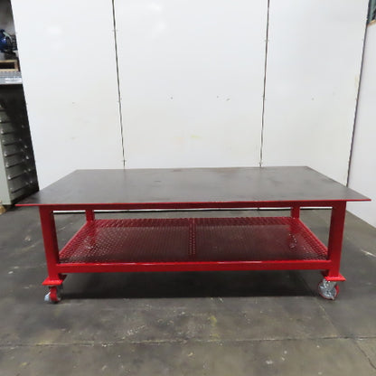 NEW 96"x 48"x 34"H - 1/2" Top Steel Top Rolling Work Bench Welding Table W/Shelf