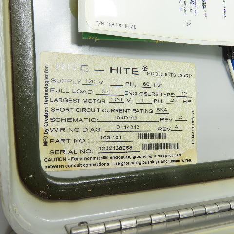 Rite-Hite RHR-600/1000 103.101 Dok-Lok Vehicle Restraint Control Box 120V 1Ph