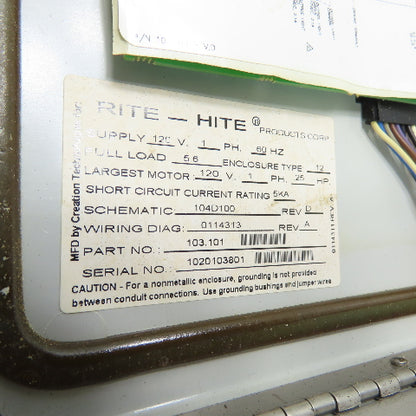 Rite-Hite 103.101 Dok-Lok Vehicle Restraint Control Box 120V 1Ph