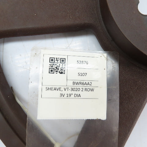 VT-3020 19" OD 2-Groove 3V Taper-Lock Bushed Sheave Pulley 1-1/8"