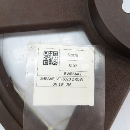 VT-3020 19" OD 2-Groove 3V Taper-Lock Bushed Sheave Pulley 1-1/8"