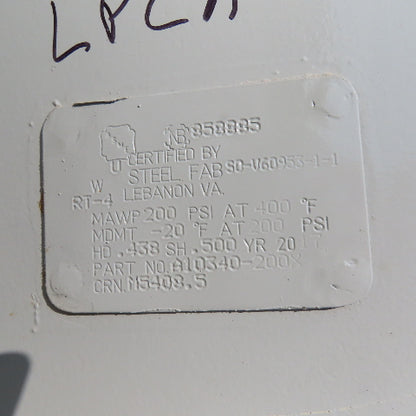Samual A10340-200X 3800 Gallon Vertical Compressed Air Receiver Tank 200PSI