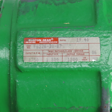 Boston Gear F622A-20-B7 1-1/2HP DC Gear Motor 180VDC 19.4:1 Ratio 90RPM Output