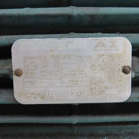 Reliance P28G3105E 20HP AC Electric Motor 460V 3Ph 1770RPM 286U Frame