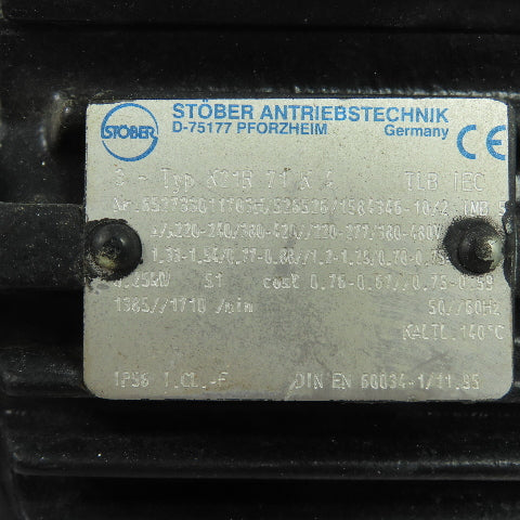 Stober DWO-3000-025-4 Gear Motor 30:1 Ratio 46RPM 1/3HP 3Ph 220-480V