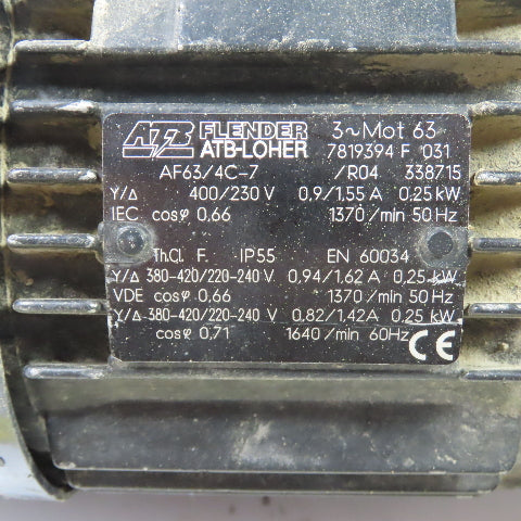 ATB AF63/4C-7 1/3HP AC Electric Buffer Motor 230/400V 3Ph 1370RPM