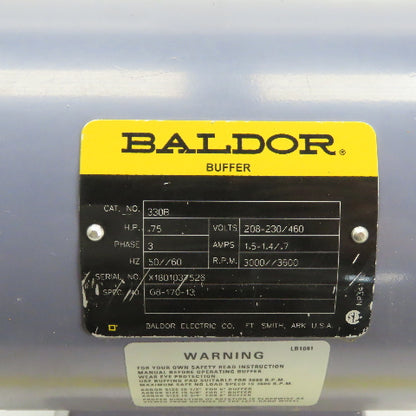 Baldor G8-170-13 330B 3/4HP Pedestal Buffer Grinder 230/460V 3Ph 3000/3600RPM