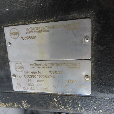 Stober C502G0420D100K4 3HP 41.688:1 Ratio Gear Motor 34RPM Output 220/480V 3Ph