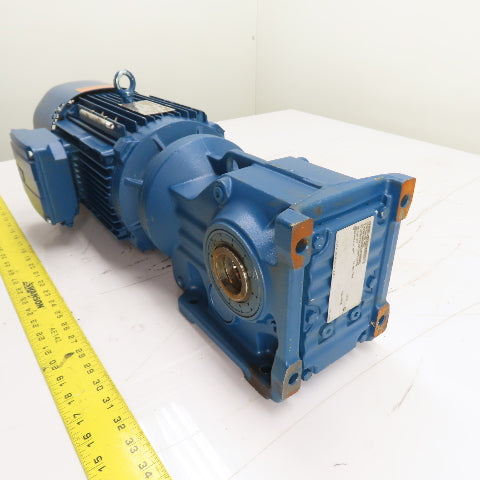 SEW-EURODRIVE KV47B DRN100L4/BE5HR 5HP 4.64:1 Ratio Gear Motor 230/460V 379RPM