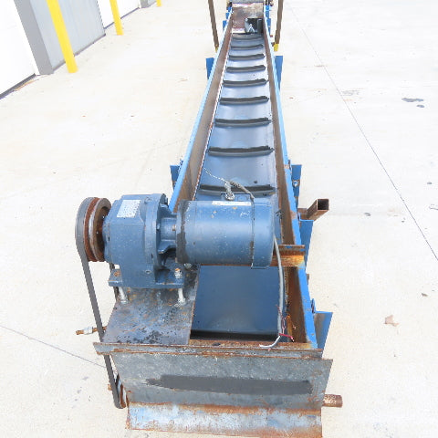 17" Wide x 18' Slide Bed Cleated Discharge Trough Conveyor 68FPM 208-460V 1Hp