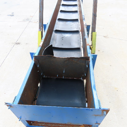 17" Wide x 18' Slide Bed Cleated Discharge Trough Conveyor 68FPM 208-460V 1Hp