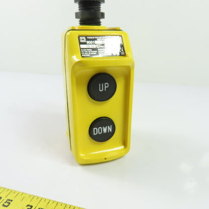 Square D 9001BW92Y 2-Button UP/DOWN Pendant Control Station 600VAC NEW