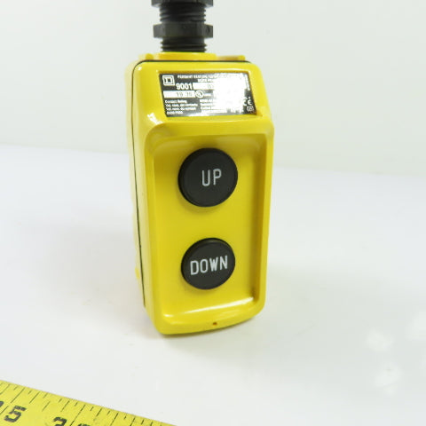 Square D 9001BW92Y 2-Button UP/DOWN Pendant Control Station 600VAC NEW