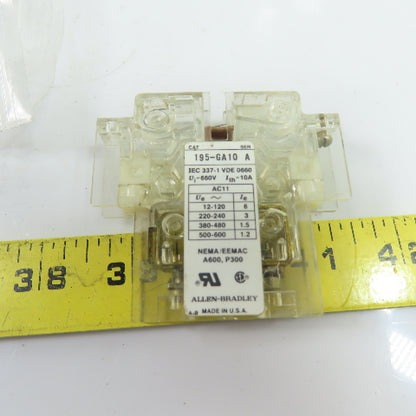 Allen-Bradley 195-GA10 10A Side Mounted Auxiliary Contact Block 600V