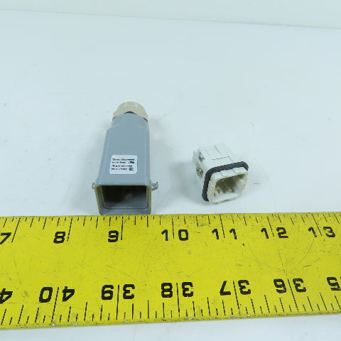4-Pin Male Heavy Duty Power Connector w/Hood 600V