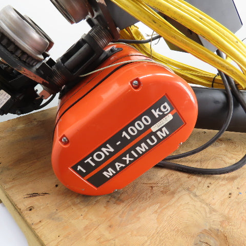 CM Lodestar Model L 1 Ton 2000LB Electric Chain Hoist 20' Lift 16FPM W/ Trolley