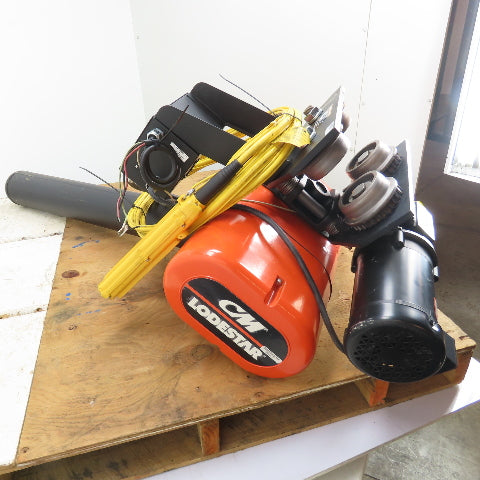 CM Lodestar Model L 1 Ton 2000LB Electric Chain Hoist 20' Lift 16FPM W/ Trolley