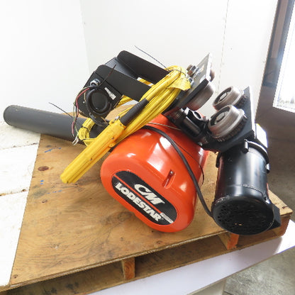 CM Lodestar Model L 1 Ton 2000LB Electric Chain Hoist 20' Lift 16FPM W/ Trolley