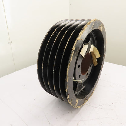458016 6-Groove Cast Iron V-Belt Pulley Sheave QD Bushing Bore 16" OD x 6" W