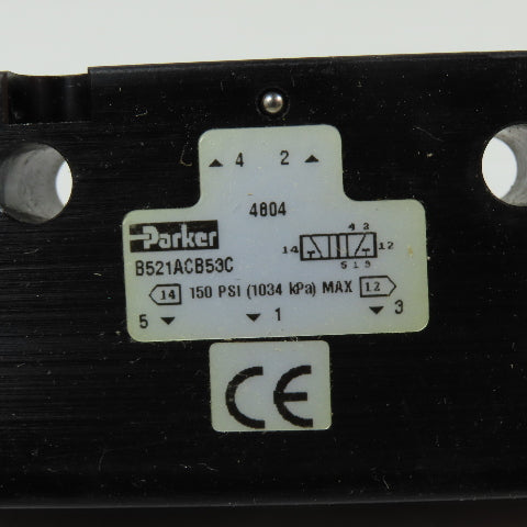 Parker P0194753 B521ACB53C 4-Way Double Solenoid Pneumatic Valve 120VAC/67VDC