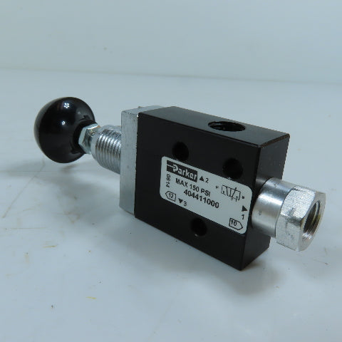Parker 404411000 3-Way 2-Position Manual Poppet Valve w/ Pull Button 150PSI