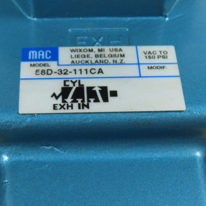 MAC 250B-111CAAA 58D-32-111CA 3/2-Way Single Solenoid Valve 120VAC/24VDC 150PSI