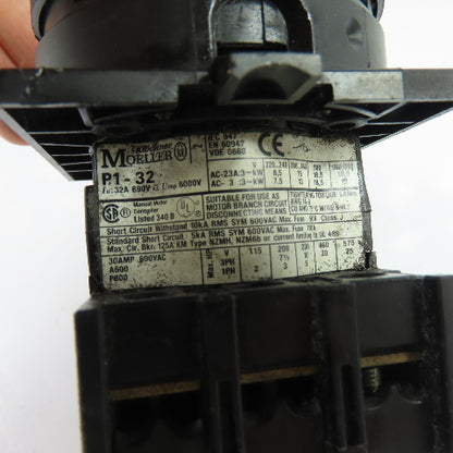 Moeller P1-32 32A 3-Pole Manual Motor Controller Disconnect Switch 690V