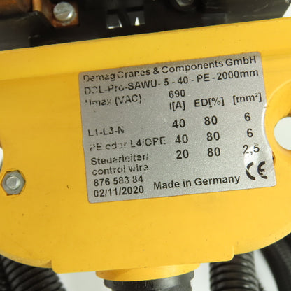 Demag 87658384 DCL-Pro-SAWU-5-40-PE-2000mm Current Collector w/Cable 690VAC