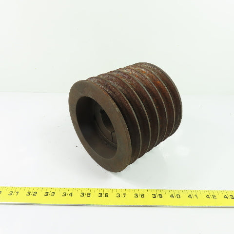 6 Groove V-Belt Sheave Pulley W/1-5/8" Taper-Lock Bushing 5.75" OD x 4.75" W