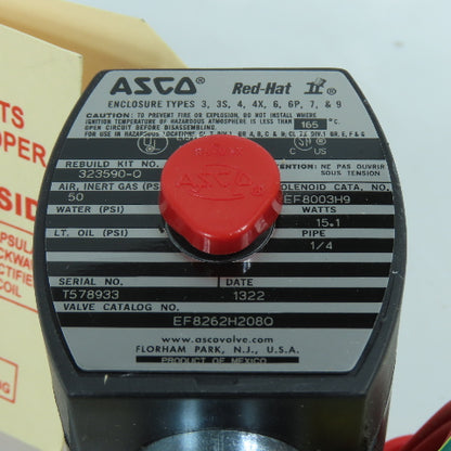 ASCO EF8003H9 MX120 2-Way NC Solenoid Valve 120/60,110/50VAC 1/4in