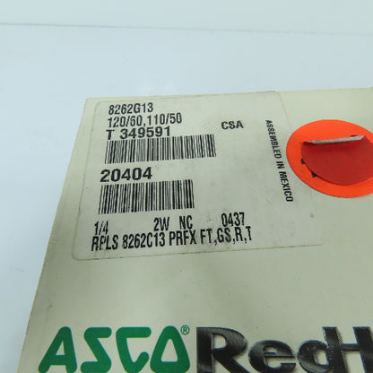ASCO 8262G13 1/4" NPT 2-Way Normally Closed Solenoid Valve 120/60Hz 110/50Hz
