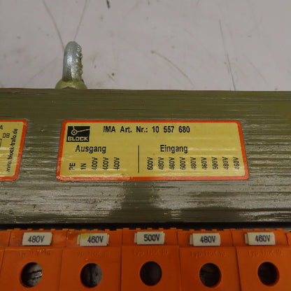 Block 10557680 B0202088 3.3kVA 3Ph Autotransformer 500/460V Pri 400V/231V Sec