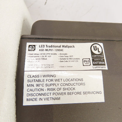 ASD ASD-WLP01-120DAC 120W LED Traditional Wallpack 120-277V